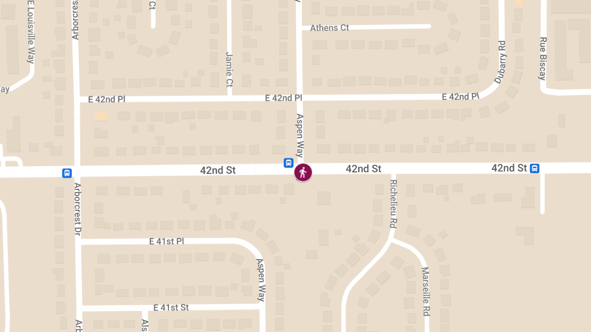 Pedestrian Struck by Vehicle at E 42nd St & Aspen Way