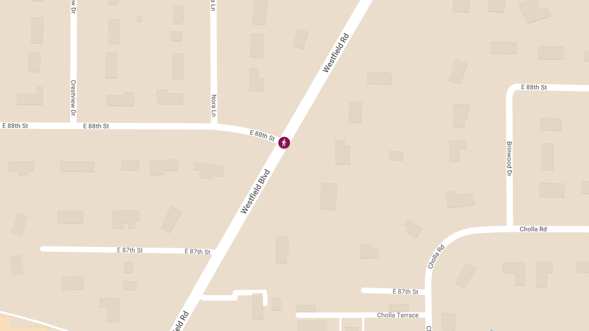 Pedestrian Struck by Vehicle at E 88th St & Westfield Blvd