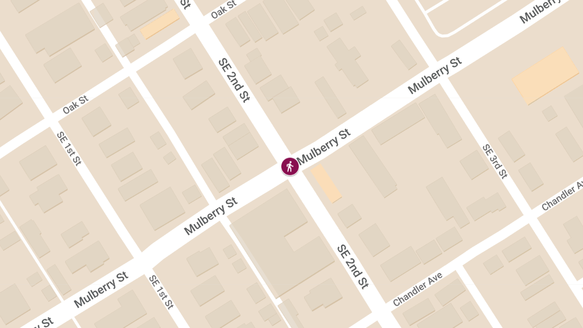 Pedestrian Struck in Multi-Vehicle Crash at SE 2nd St & Mulberry