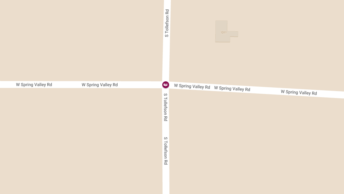 Rollover Crash with Injury and Blockage at W Spring Valley Rd & Tollefson Rd