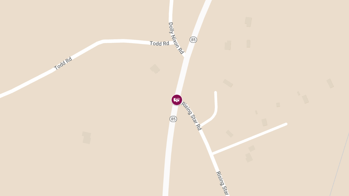 Serious Injury Crash with Entrapment on Rising Star Rd at Highway 85