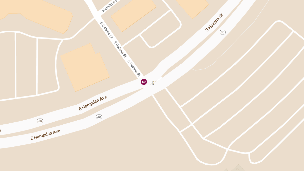 Single-Vehicle Crash on E Hampden Ave & S Galena St Leaves Two Injured