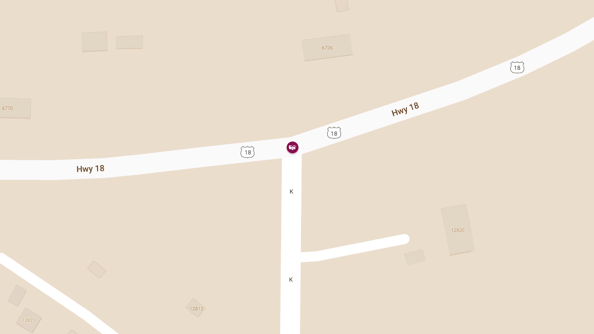 Two-Vehicle Accident with Injuries at Hwy 18 & County Rd K