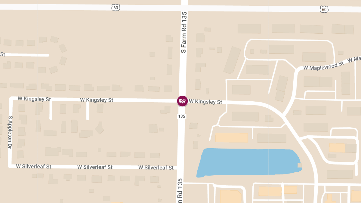 Two-Vehicle Crash at S Farm Rd 135 and W Kingsley St Injures Two