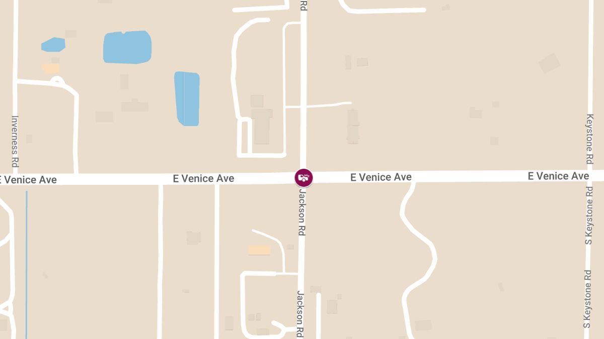 Two-Vehicle Crash on E Venice Ave at N Jackson Rd Causes Heavy Damage and Delays