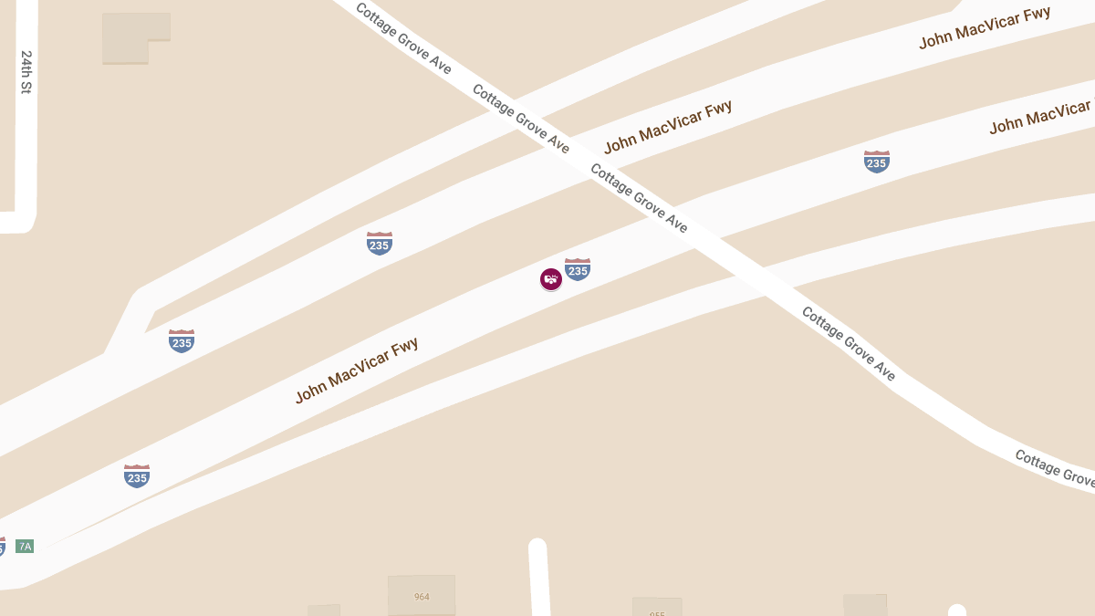 Two-Vehicle Crash on I-235 WB Leaves One Vehicle Facing Wrong Direction