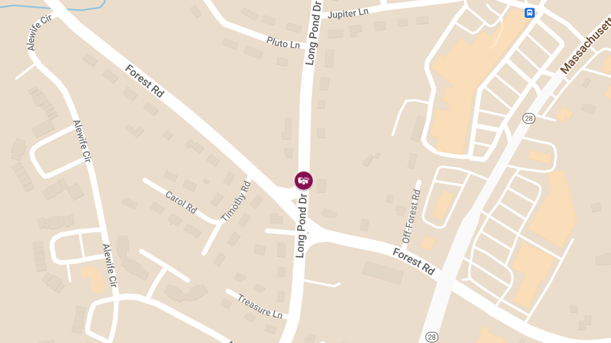 Two-Vehicle Crash with Injuries at Long Pond Dr & Forest Rd