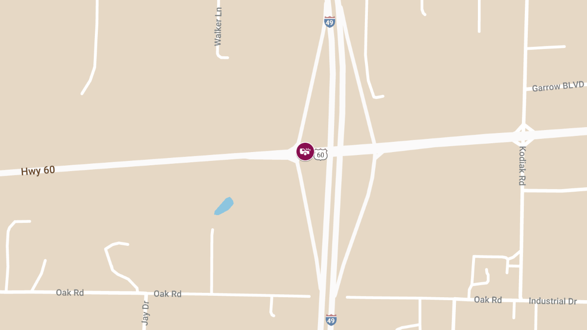 Two-Vehicle Crash with Injuries on US 60 West of I-49