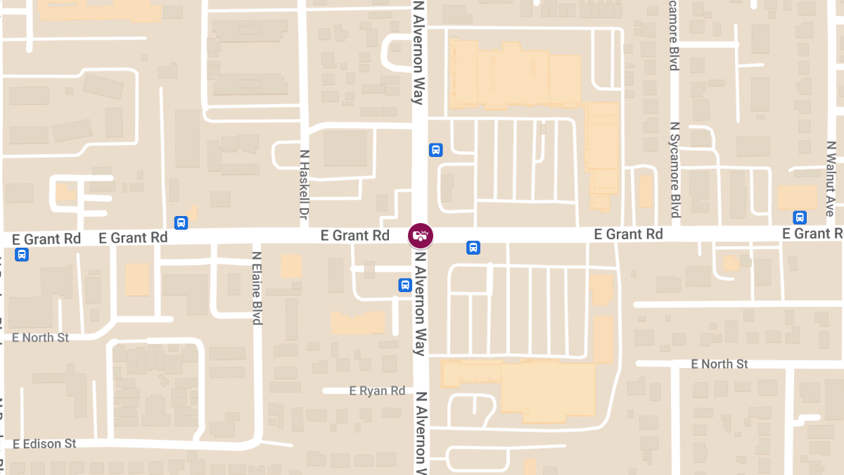 Vehicle Collision With Injuries at E Grant Rd & N Alvernon Way