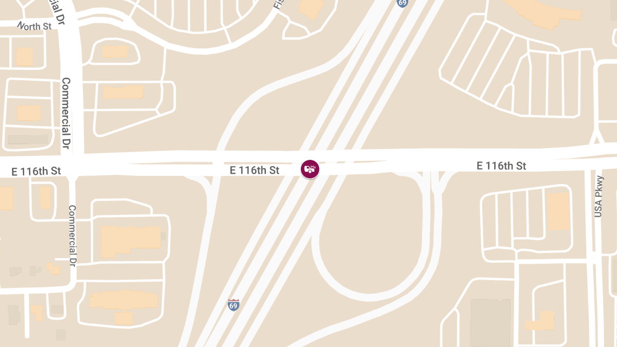 Vehicle Accident with Fire Near I-69 NB Ramp to E. 116th St