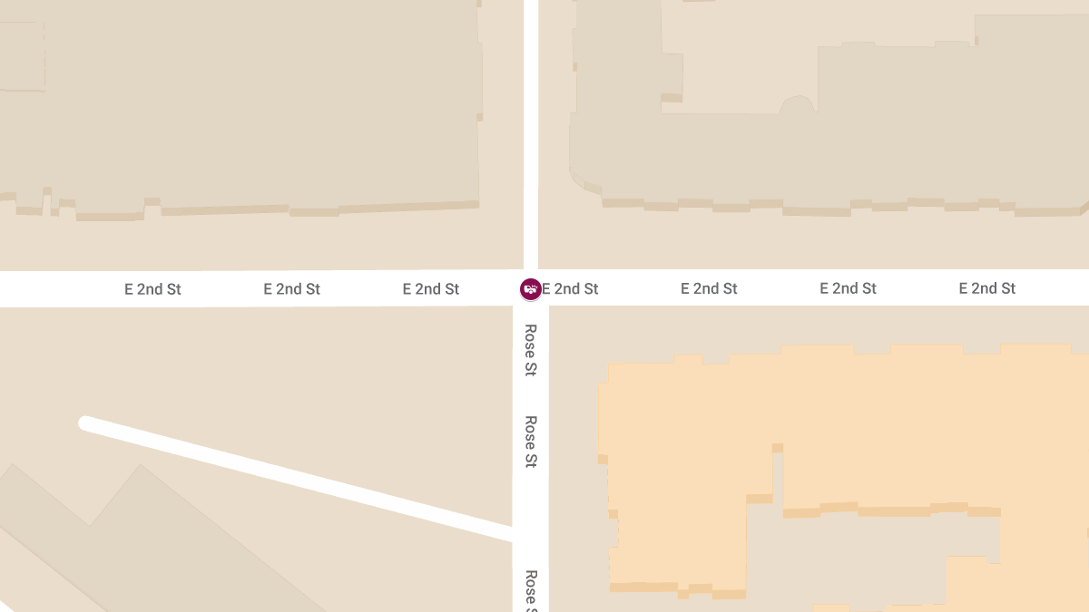 Vehicle Collision With Injuries at E 2nd St & Rose St