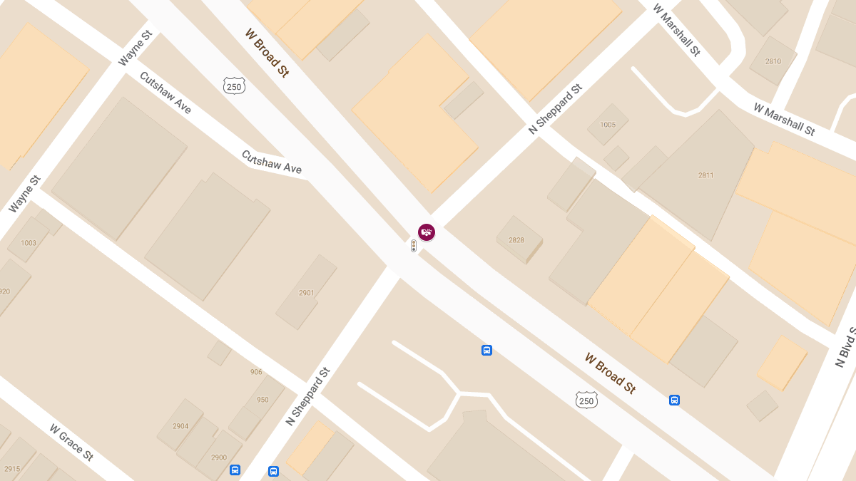 Vehicle Collision With Injuries at W Broad St & N Sheppard St