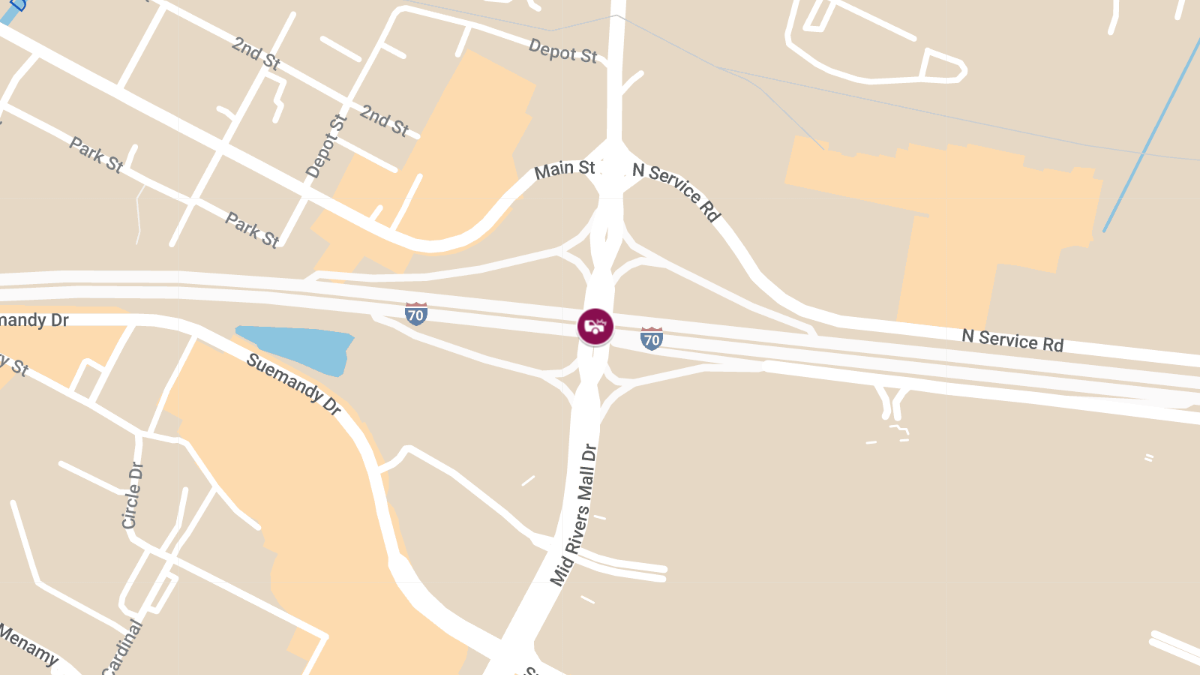 Vehicle Collision on Westbound I-70, East of Mid-Rivers Mall Drive