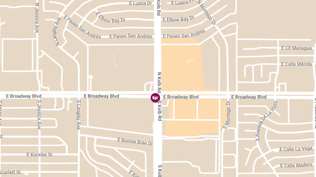 Vehicle Collision with Injuries at E Broadway Blvd & N Kolb Rd