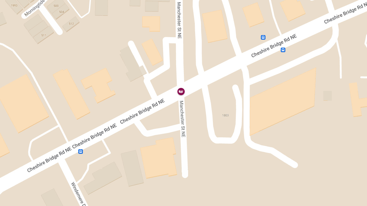 Vehicle Collision with Injuries at Manchester St NE & Cheshire Bridge Rd NE