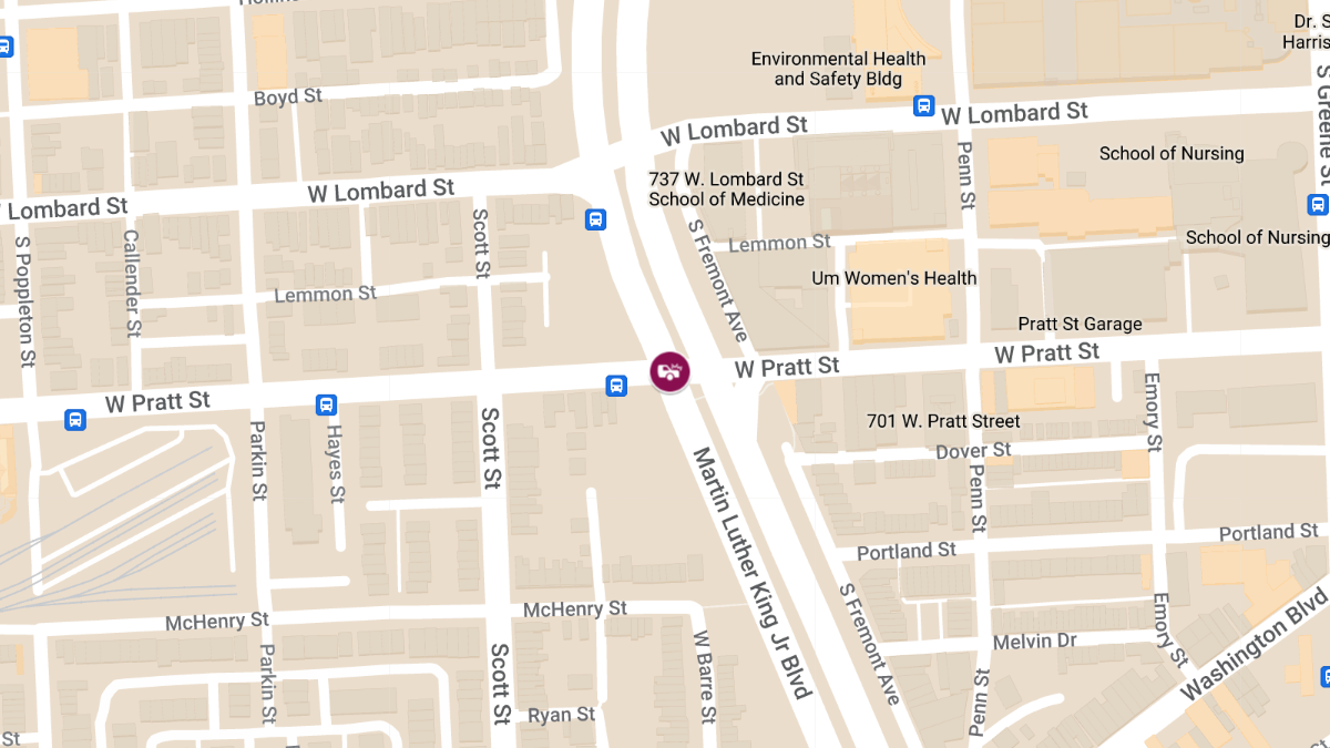Vehicle Collision with Injuries at S Martin Luther King Blvd & W Pratt St