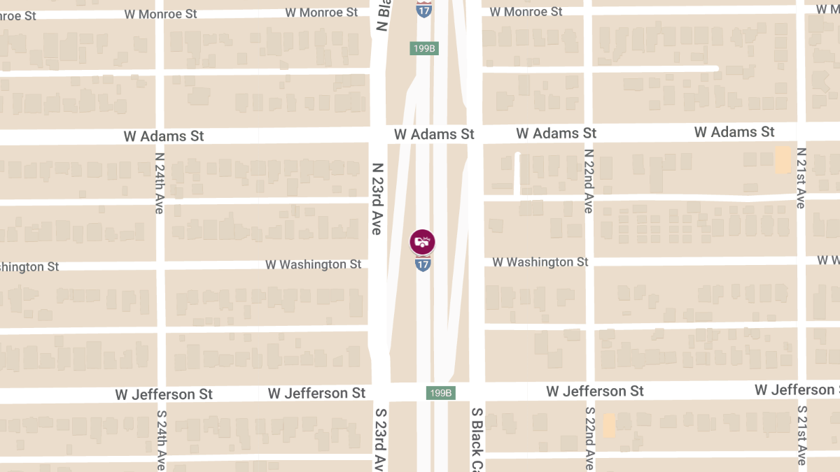 Wrong-Way Crash on I-17 Near Adams St Injures Two