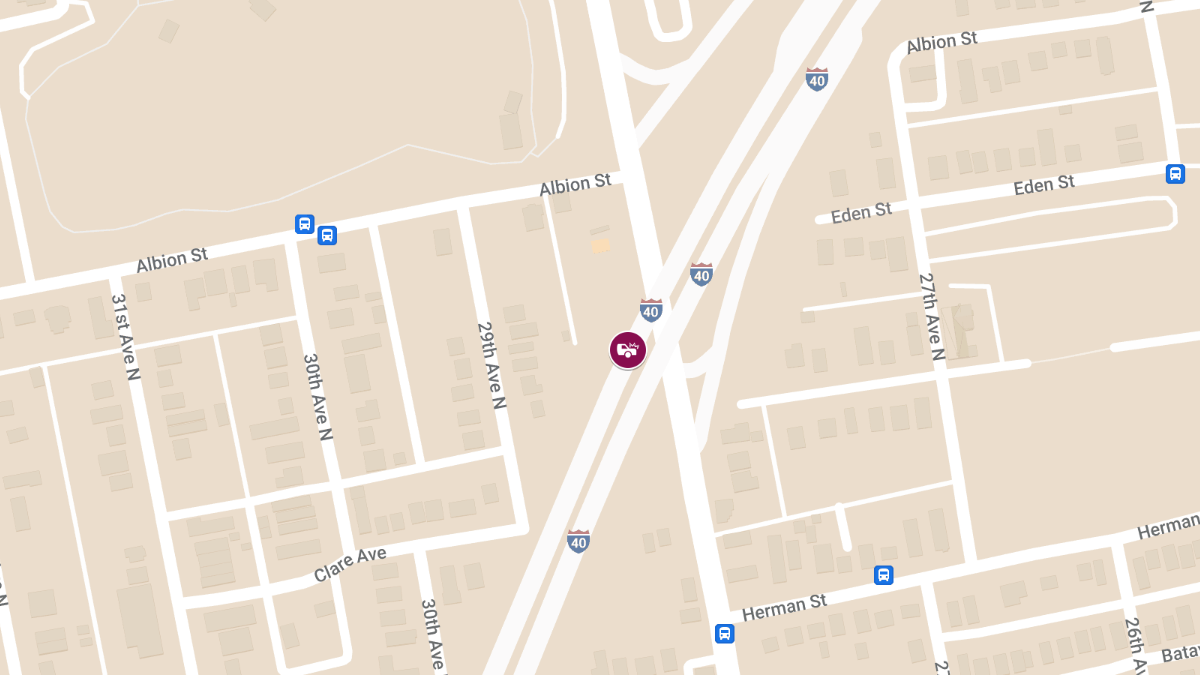 – Accident Injuries at MM 207 on I-40 W Near I-65 Split and 28th Ave N