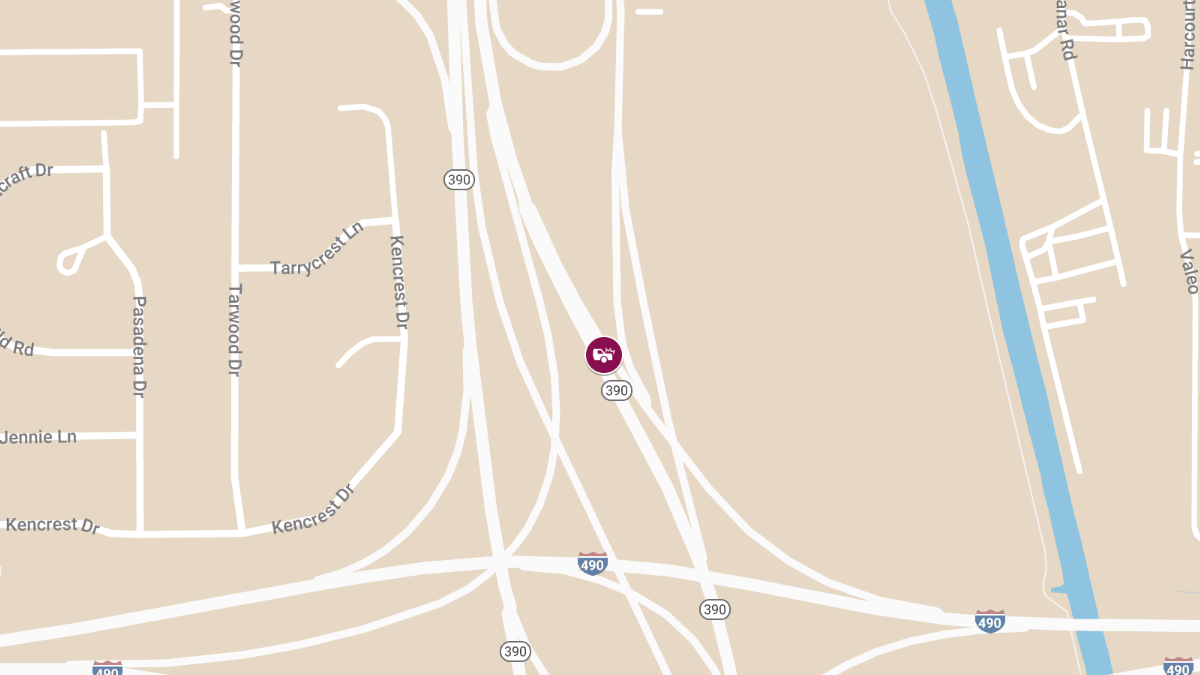 Accident on I-390 NB at I-490 RT-390 Interchange Causes Injury