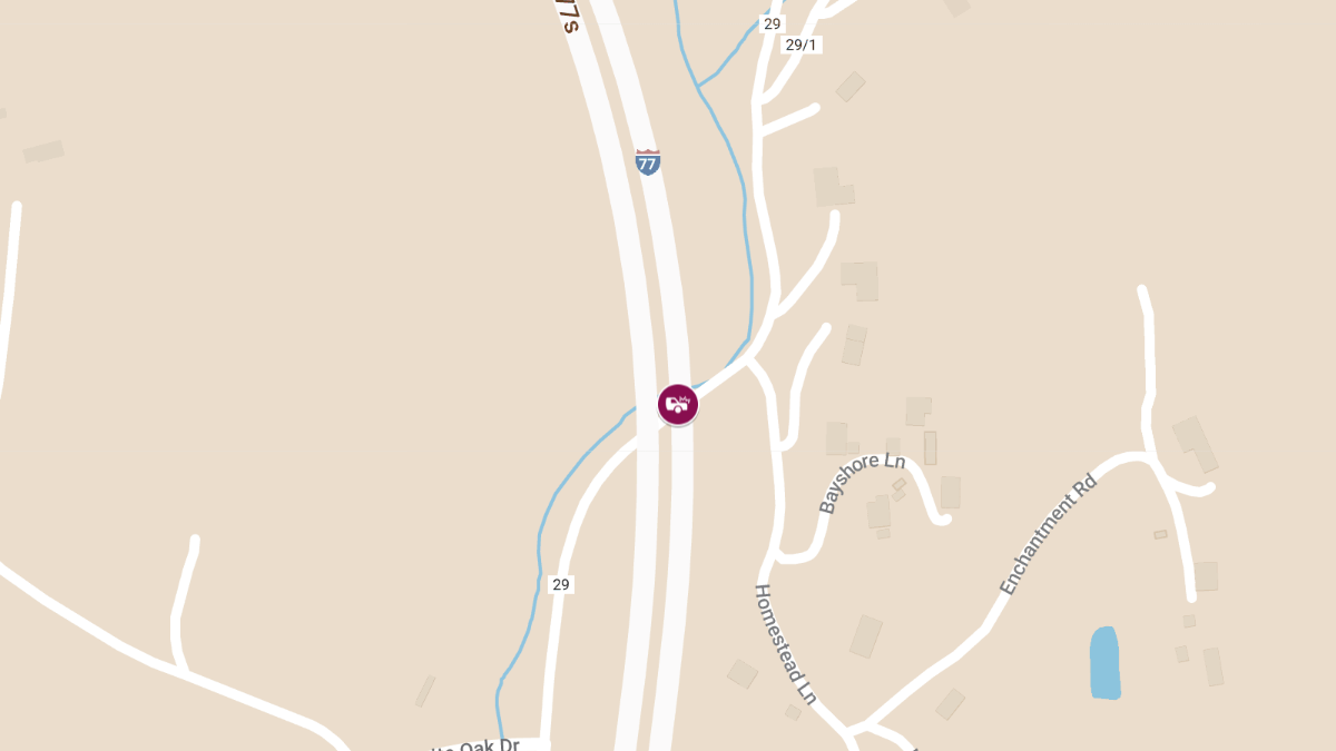 Accident with Injuries at I-77N & Tuppers Creek Rd Exit NB