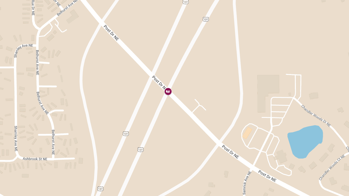 Accident with Injuries on Post Dr NE west of US 131