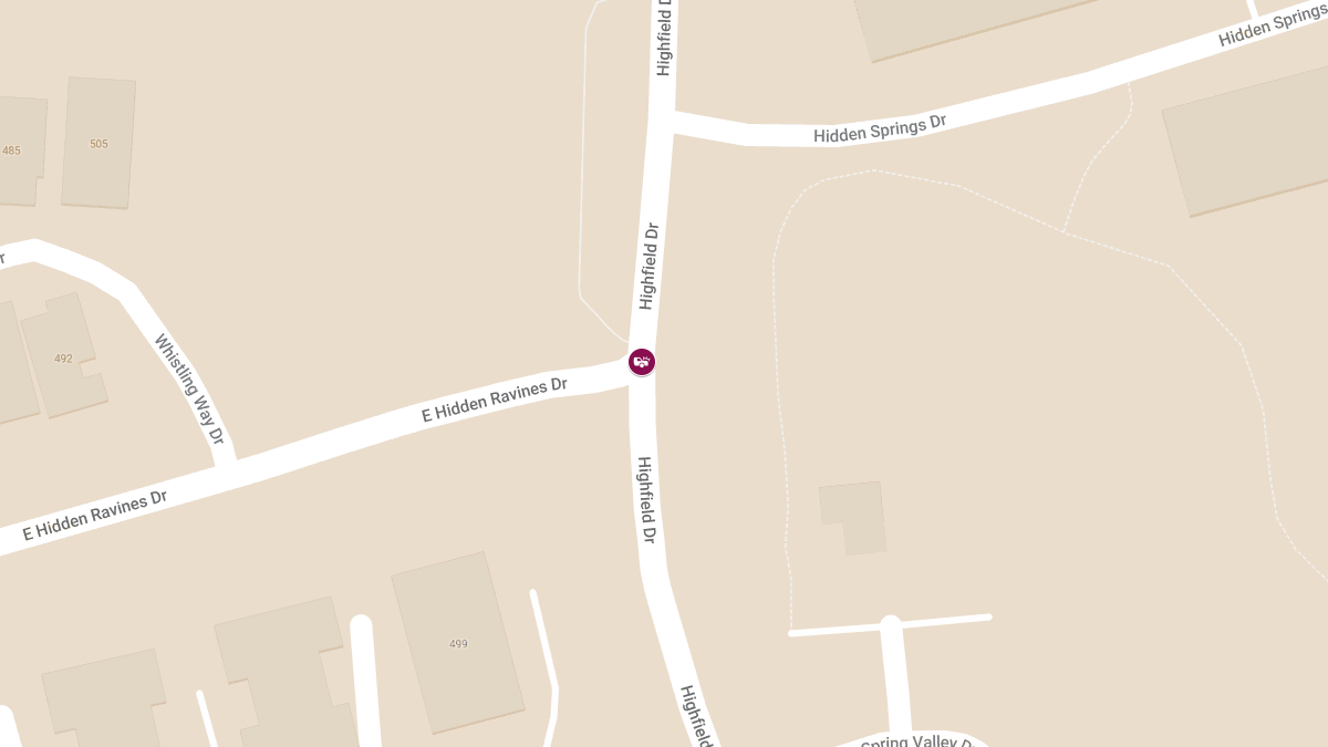 Auto Accident with Injury at Highfield Dr and East Hidden Ravines Dr
