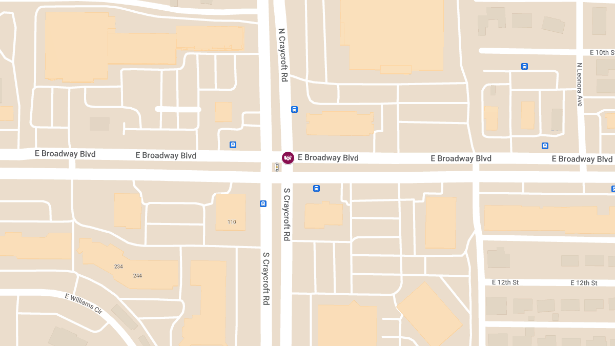 Vehicle Collision with Injuries at E Broadway Blvd & N Craycroft Rd