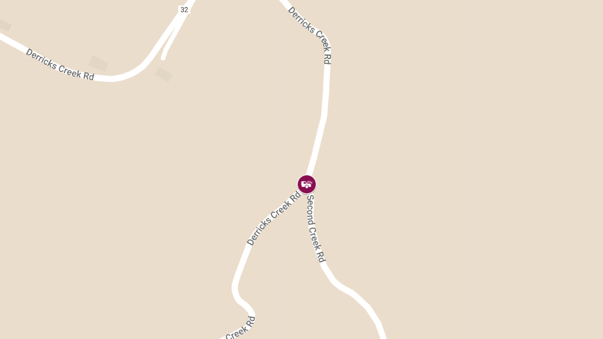 Car Crash with Injuries at Second Creek Rd & Derricks Creek Rd