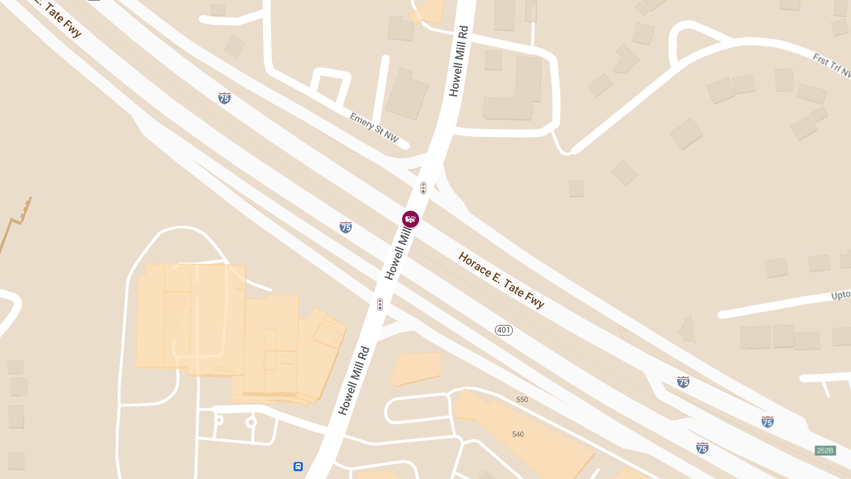 Collision at I-75 S & Howell Mill Rd NW Results in Injuries