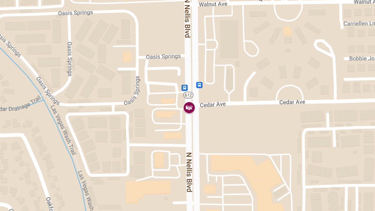 Collision at N Nellis Blvd and Cedar Ave Results in Injuries