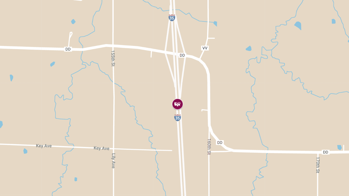 Collision on I-35 Northbound at Mile Marker 62, 2 Miles West of Winston