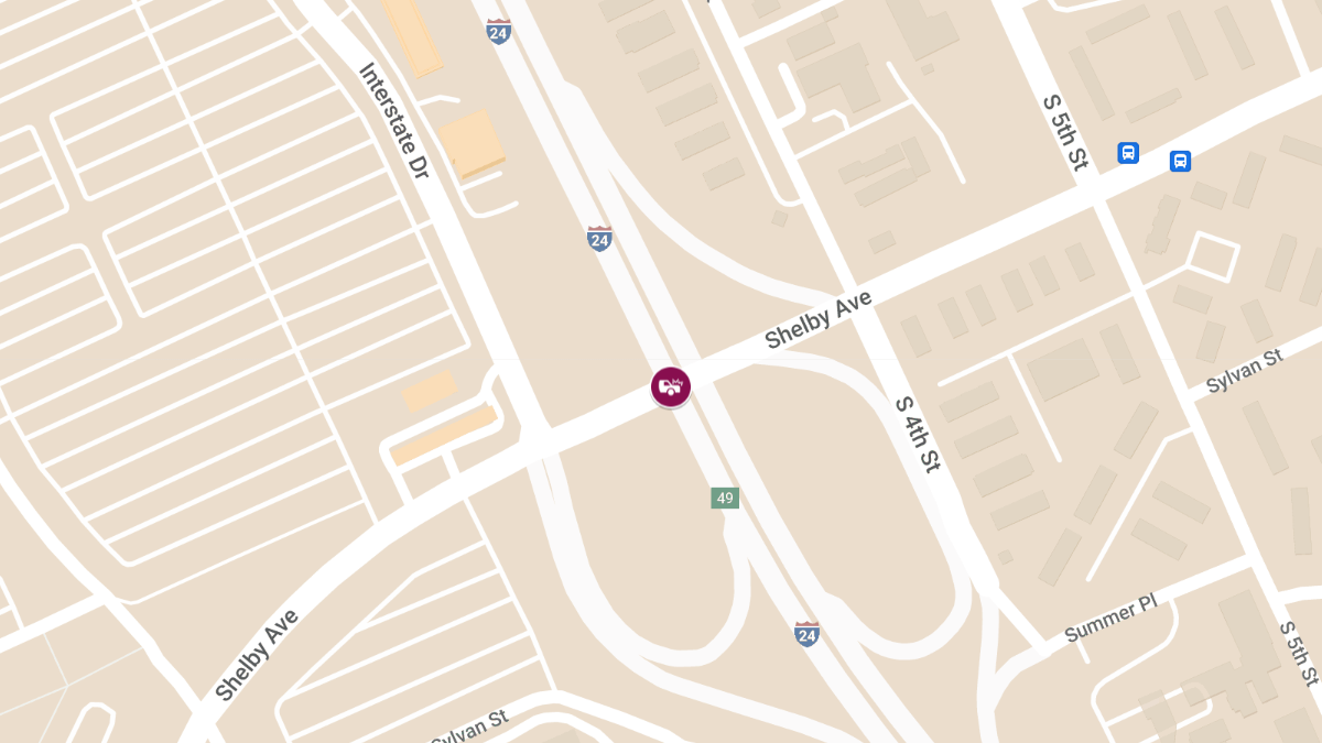 Collision with Injuries at Exit 49 I-24 E, Shelby Ave Exit