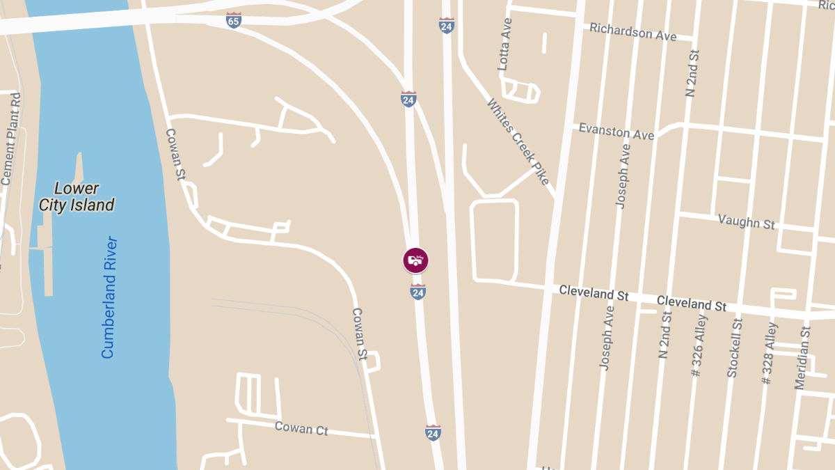 Collision with Injuries on I-24 West near Exit 54