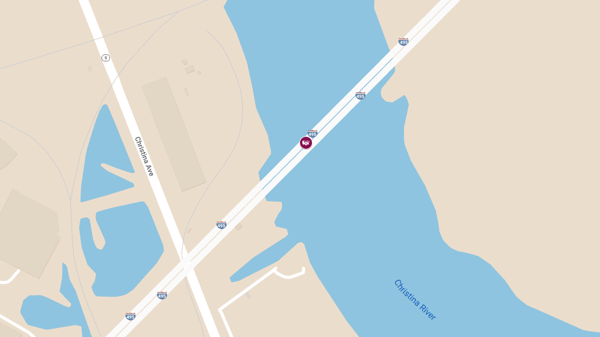 Collision with Injuries on I-495 SB at Christina River Bridge
