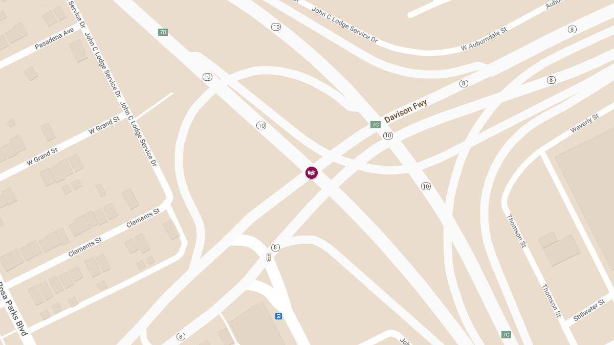 Collision with Injuries on The Lodge at John C Lodge Fwy S & Davison Fwy E