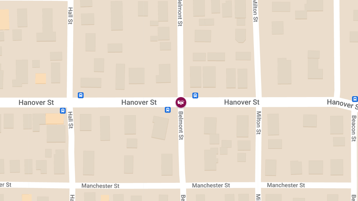 Collision with Injury at Belmont St & Hanover St