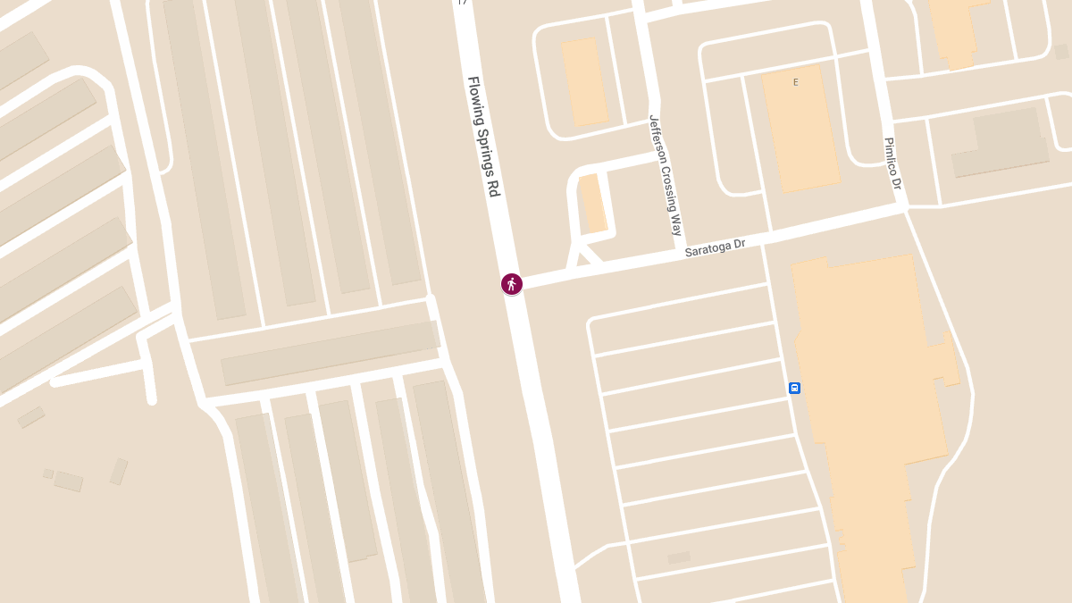 Crash Involving Vehicle and Pedestrian at Flowing Springs Rd & Saratogo Dr