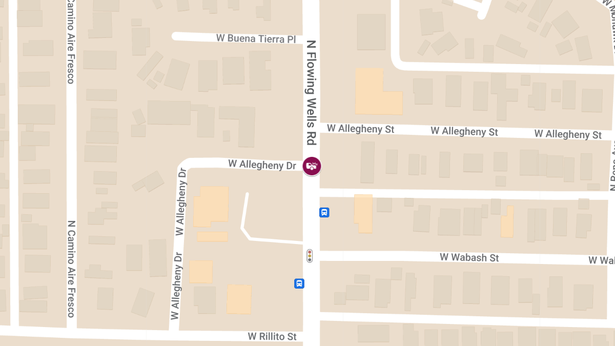 Crash With Injuries at Flowing Wells Rd & Allegheny Dr, North of Wetmore Rd