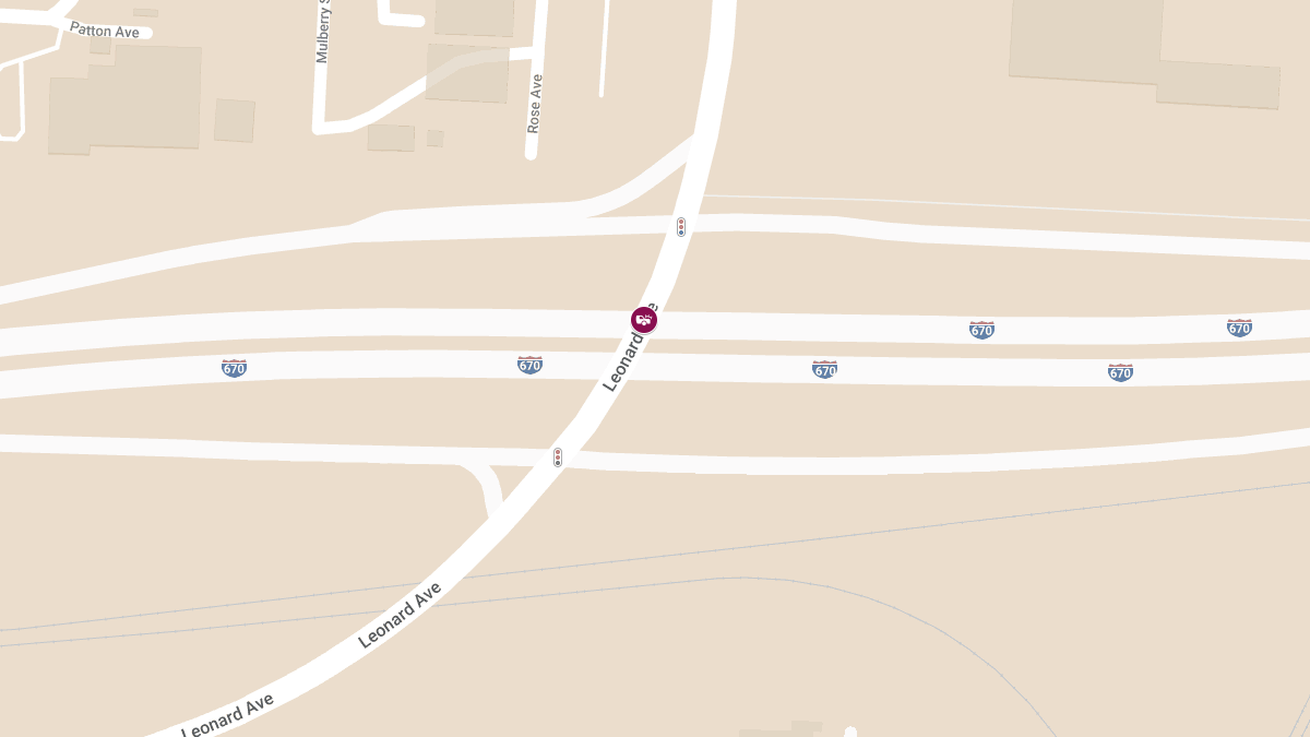 Crash With Injuries on I-670 E at Leonard Ave