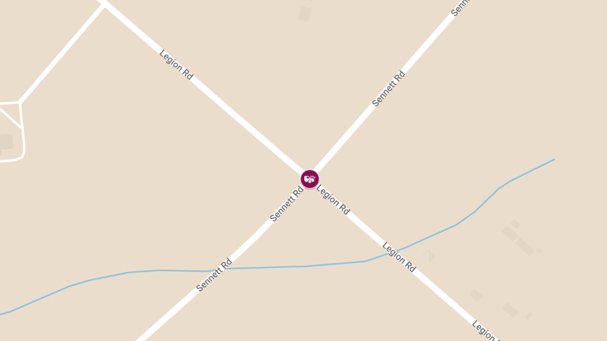 Crash at Legion Rd & Sennett Rd