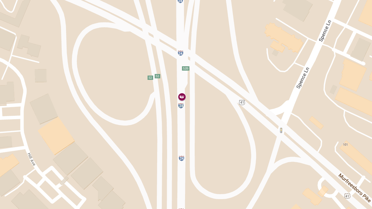 Crash at MM 52 on I-24 W near Murfreesboro Pike and I-40 Split Causes Injuries