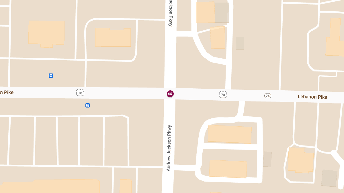 Crash with Injuries at Andrew Jackson Pkwy & Lebanon Pike