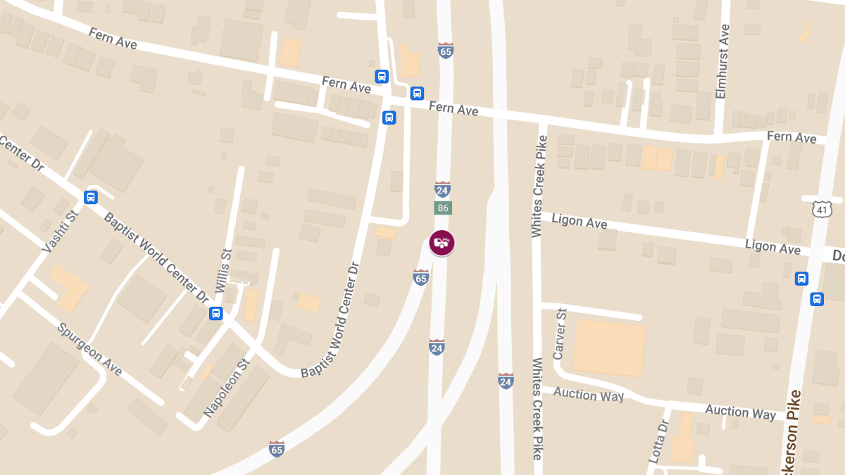 Crash with Injuries at Brick Church Pike & I-65 S Exit Ramp