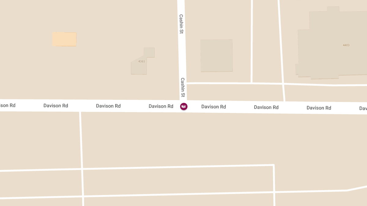 Crash with Injuries at Davison Rd & Cashin St