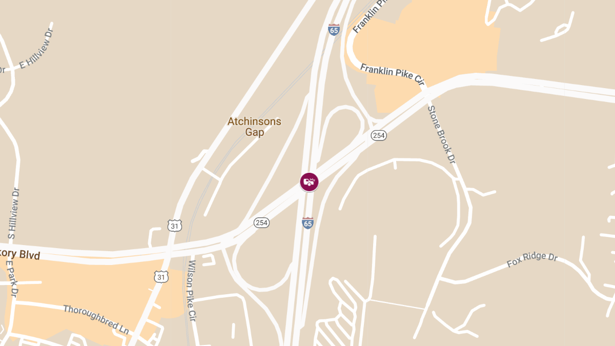 Crash with Injuries at Exit 74B on I-65 S near Old Hickory Blvd