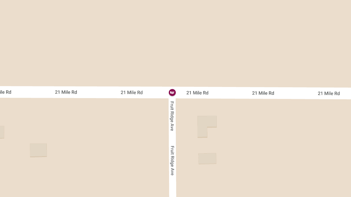 Crash with Injuries at Fruit Rdg Ave NW & 21 Mile Rd