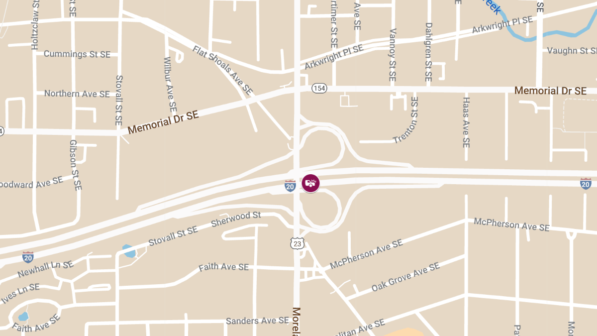 Crash with Injuries at I-20 E & Moreland Ave SE