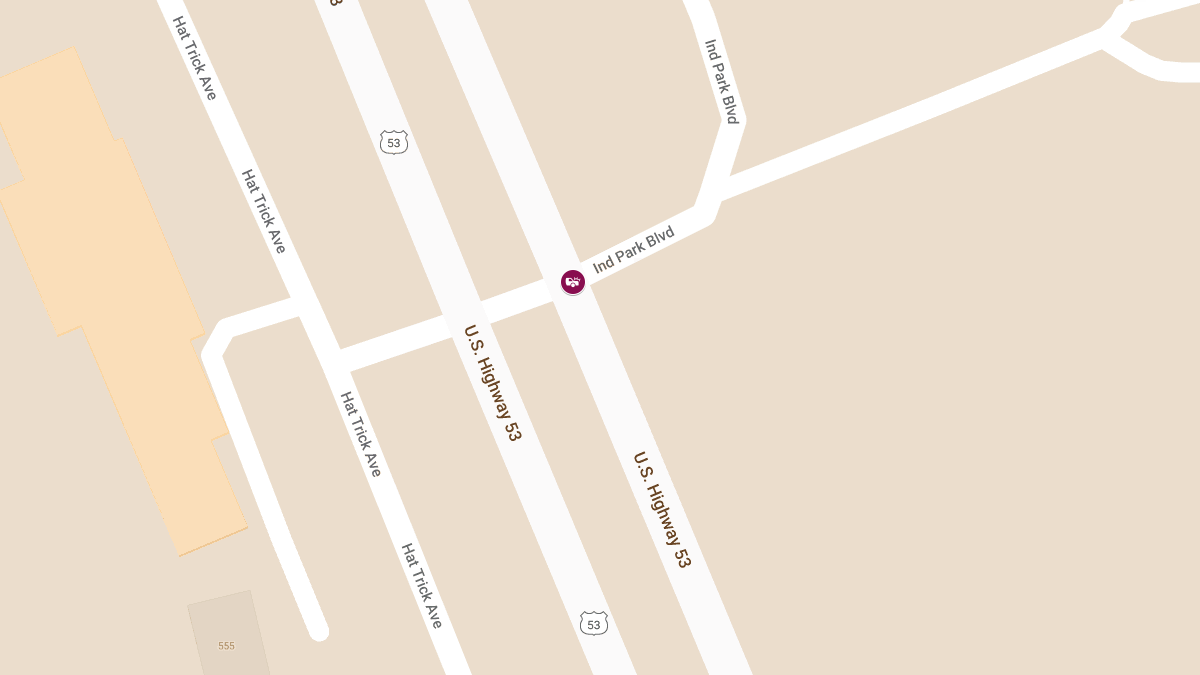 Crash with Injuries at Northbound Highway 53 & Industrial Park Drive