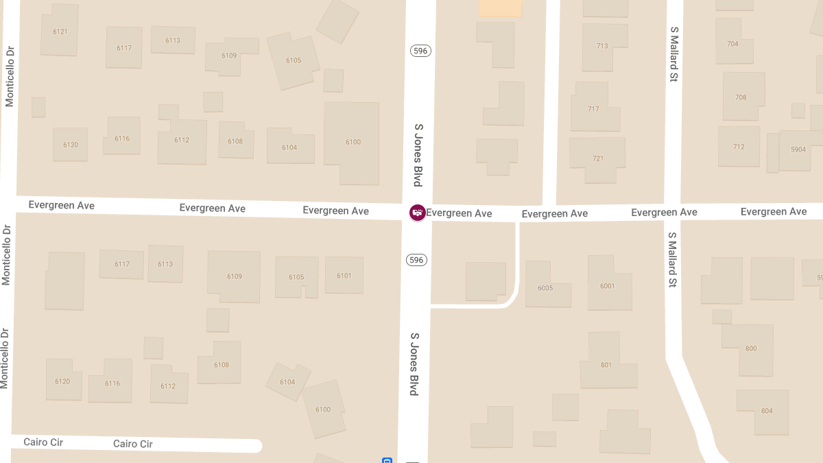 Crash with Injuries at S Jones Blvd & Evergreen Ave