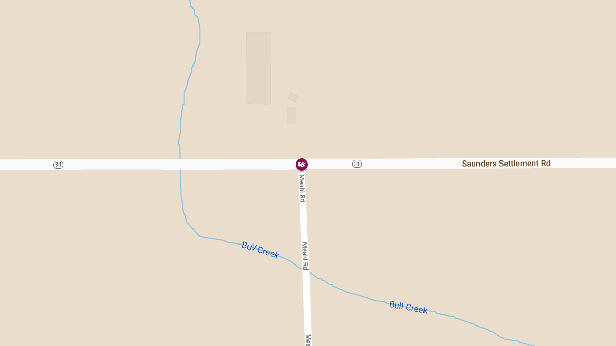 Crash with Injuries at Saunders Settlement Rd & Meahl Rd